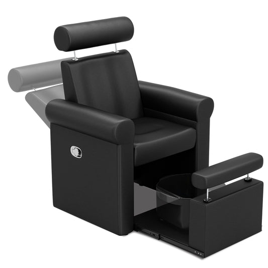 Reclining Pedicure Station Pipeless with Retractable Base and Adjustable Legrest Used in Salons
