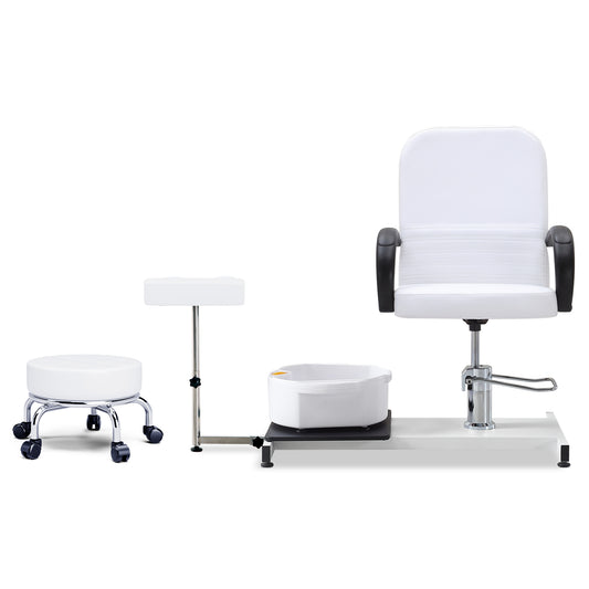 Pedicure Station Chair Unit, Hydraulic Lift Adjustable Pedicure Chair Station W/Rolling Stool, Footrest, Foot Basin, 360 Swivel Height Adjustable Pedicure Unit Station