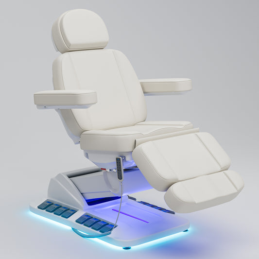 Multifunctional Electric Podiatry & Aesthetic Bed: 4 Motors, Built‑In Heating, Swivel/Tilt, No Assembly Required – Ideal for Dental Clinic, Esthetician Exam, Medical Treatment, and Facial Lash Tattoo Chair