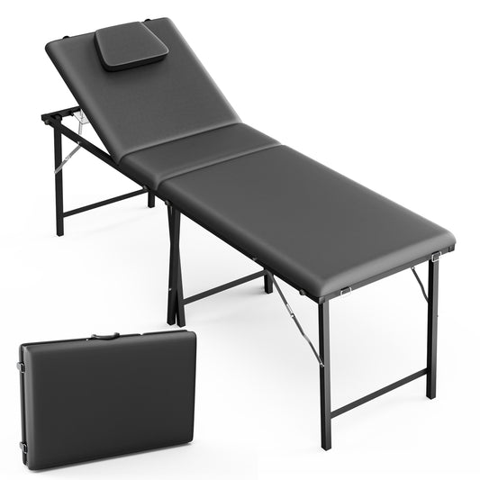 Massage Table 3 Folding Portable Massage Table 74.8 Inch Massage Table Height Adjustable SPA Bed With Suitcase Foldable Massage Table