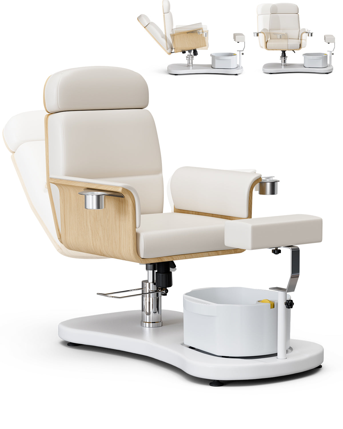 Pedicure Chair No Plumbing – Portable Reclining Spa Chair for Nail Techs with 360° Swivel, Adjustable Footrest, Foot Basin Included – Ergonomic Pedicure Station