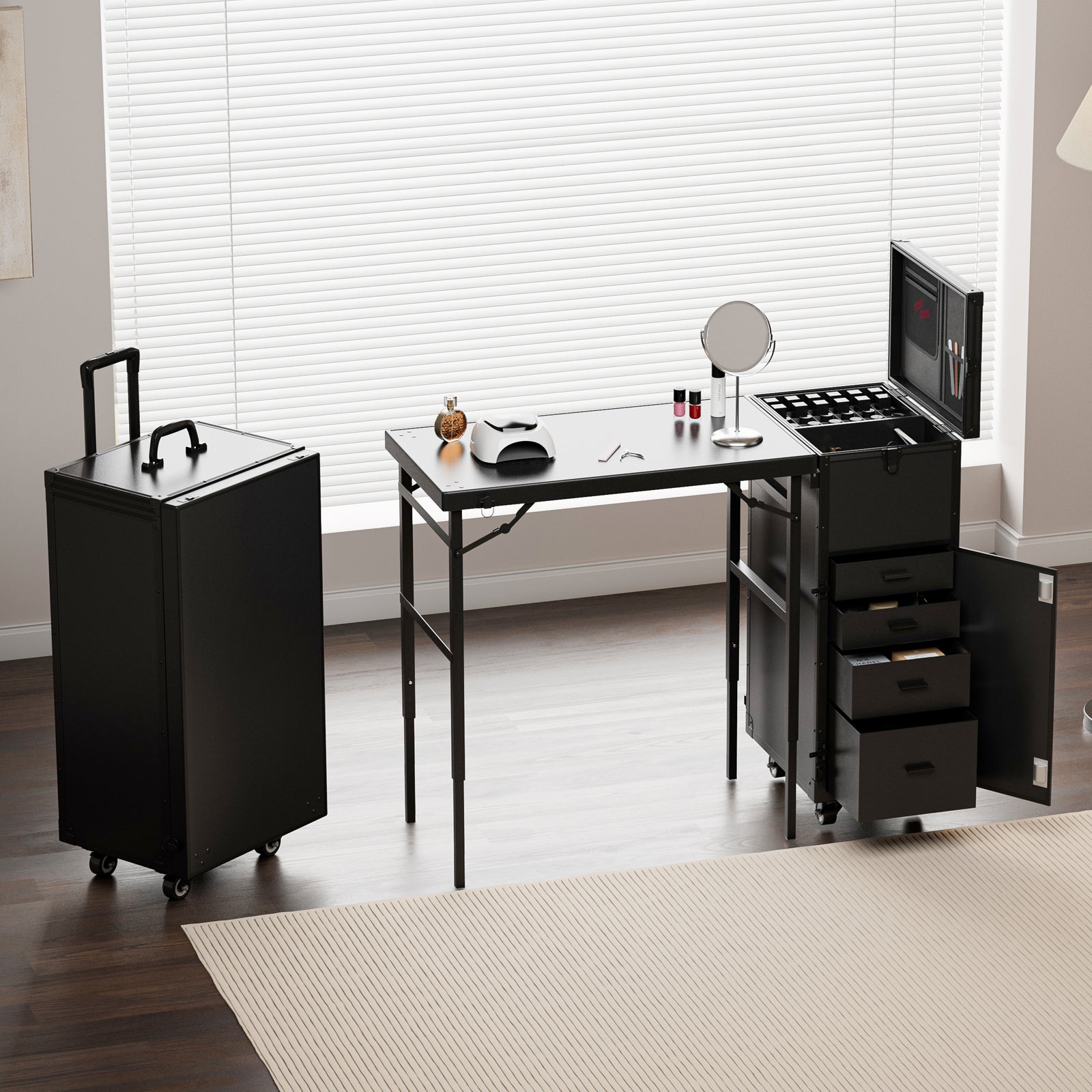 Portable Nail Desk, Foldable Manicure Table with Detachable Desk Top