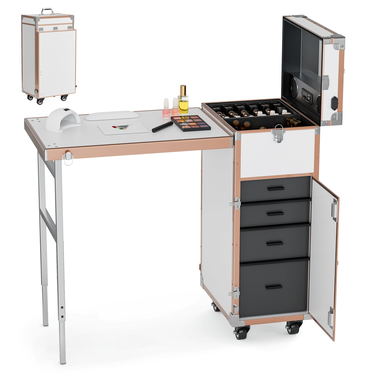 Portable Manicure Table, Makep Train Cae
