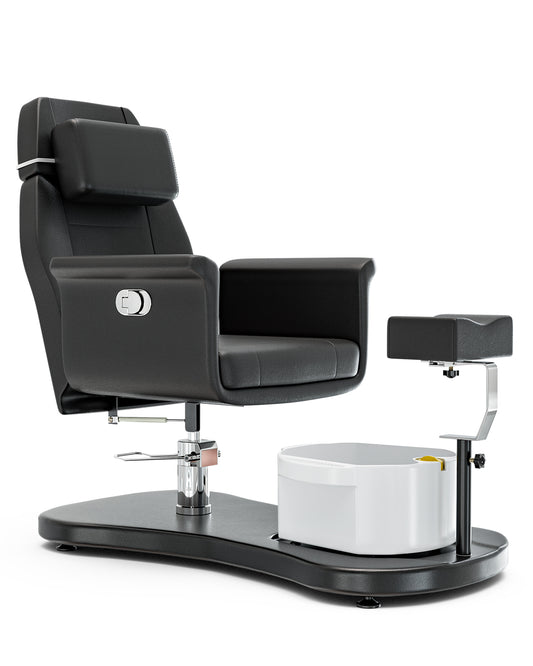 OKAKOPA Pedicure Chair No Plumbing for Nail Tech, Upgraded 360 Swivel Hydraulic Lift Reclining Pedicure Station w/Footrest & Bowl, Pedicure Unit for Foot Spa